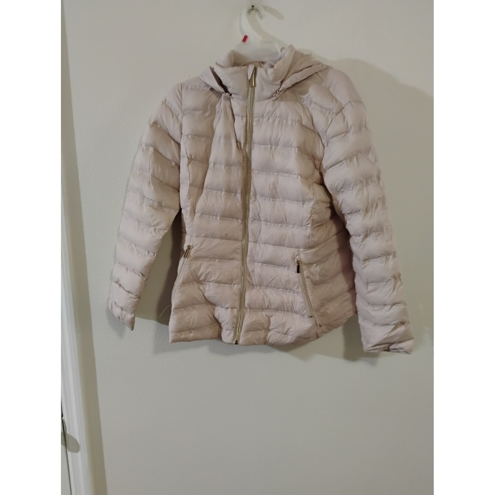 Time and Tru Womens Blush Pink Hooded Puffer Jacket Size M 8-10 Quilted Coat